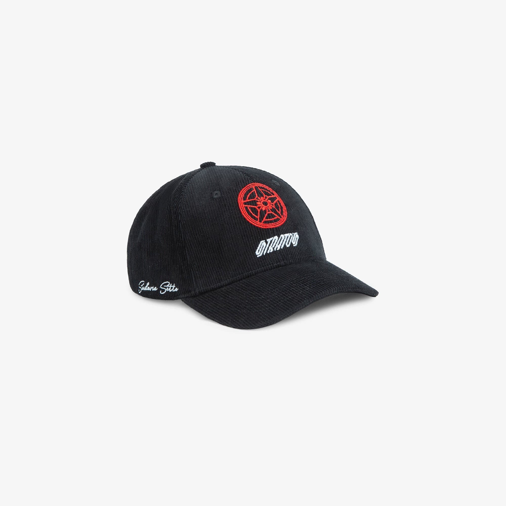 The Stratos Collection, Gorra de pana negra, tres quarts frontal